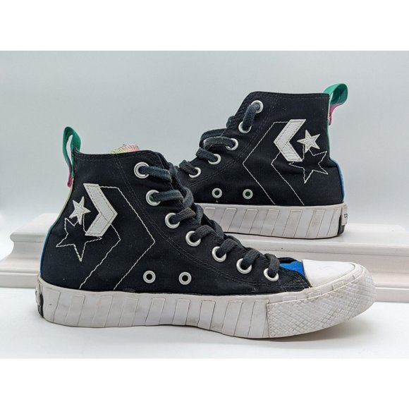 Converse Shoes - Converse Not A Chuck High Top Sneakers Womans Size 6 Black Neon Logo Rainbow